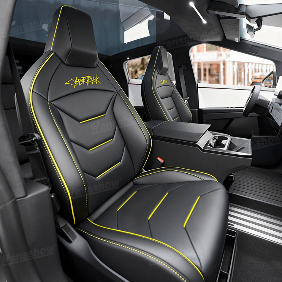 Cybertruck Seat Covers Full Set Nappa Leather Seat Protector Cyber-Inspired Line Design Interior Upgrade Kit