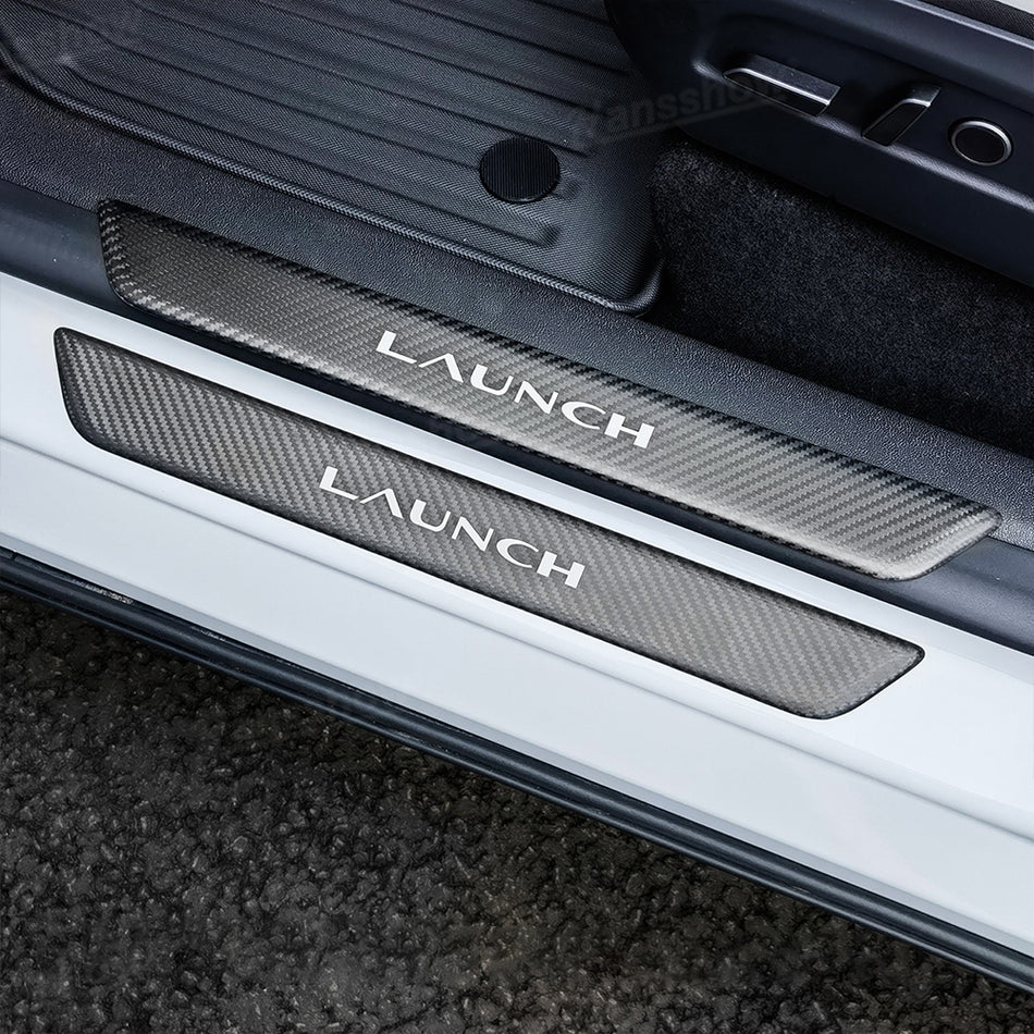 Model Y Juniper Real Carbon Fiber Door Sills Front Door Sill Protector with LAUNCH or MODEL Y Lettering