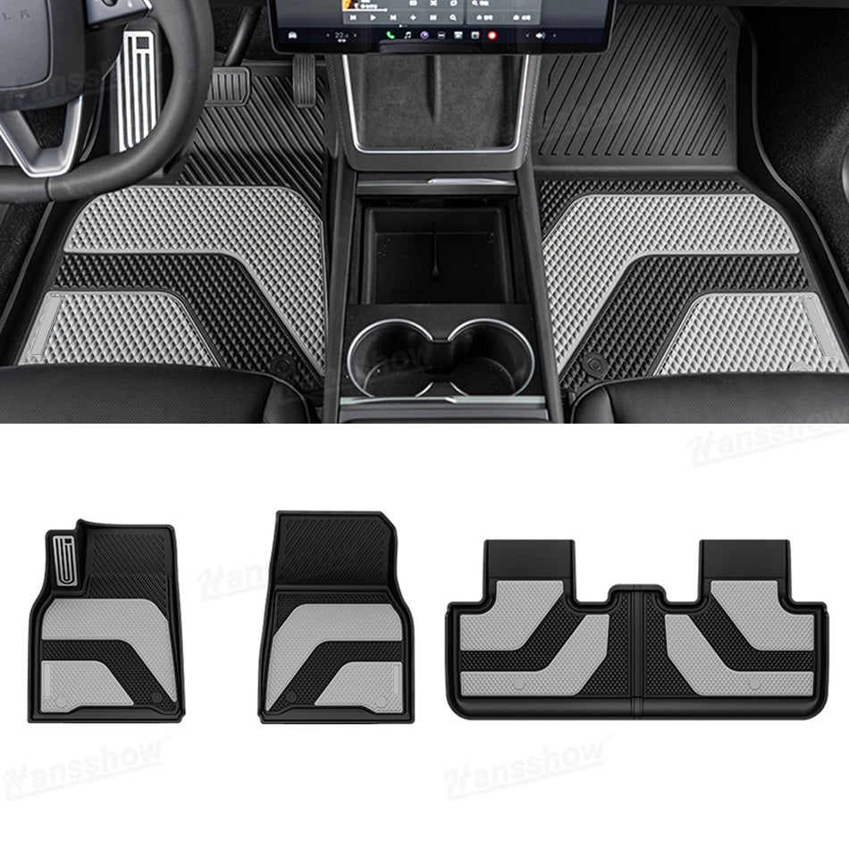 Model Y Juniper OEM Style Two-Tone TPE Floor Mats with Aluminum Pedal