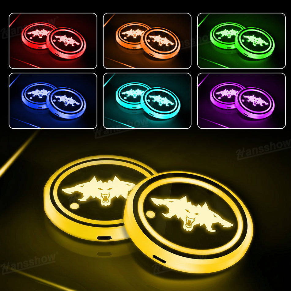 Cybertruck LED Cup Holder Lights Mats RGB Ambient Light Coaster 7 Colors Motion Sensor Rechargeable Dual Cup Holder Lights