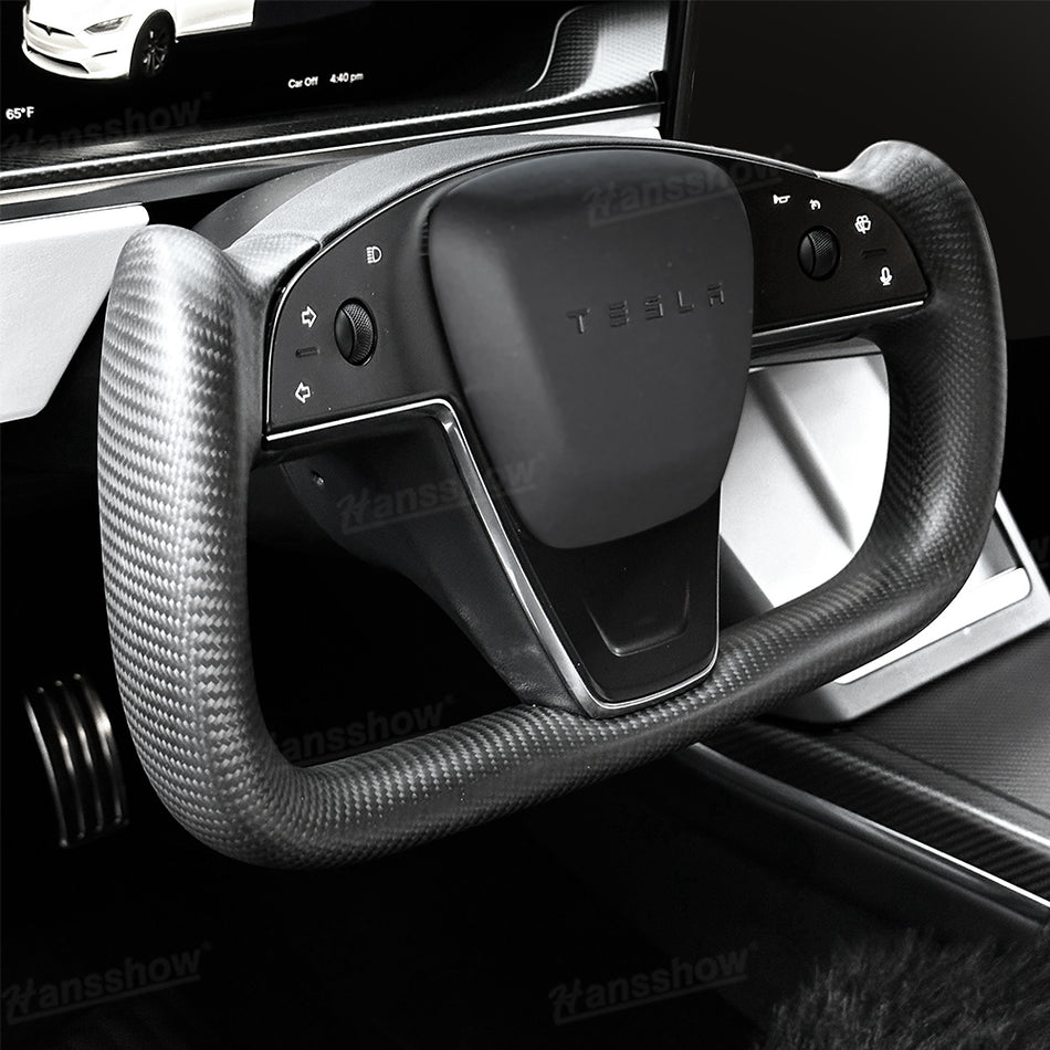 Model S/X OEM-Style Yoke Steering Wheel Carbon Fiber Upgrade with Heated Grip Honking Airbag Compatible