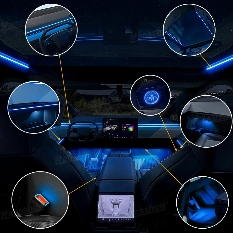 Cybertruck Interior Ambient Lighting Kit with OEM Screen Control Plug & Play Multi Zone Lighting Upgrade System