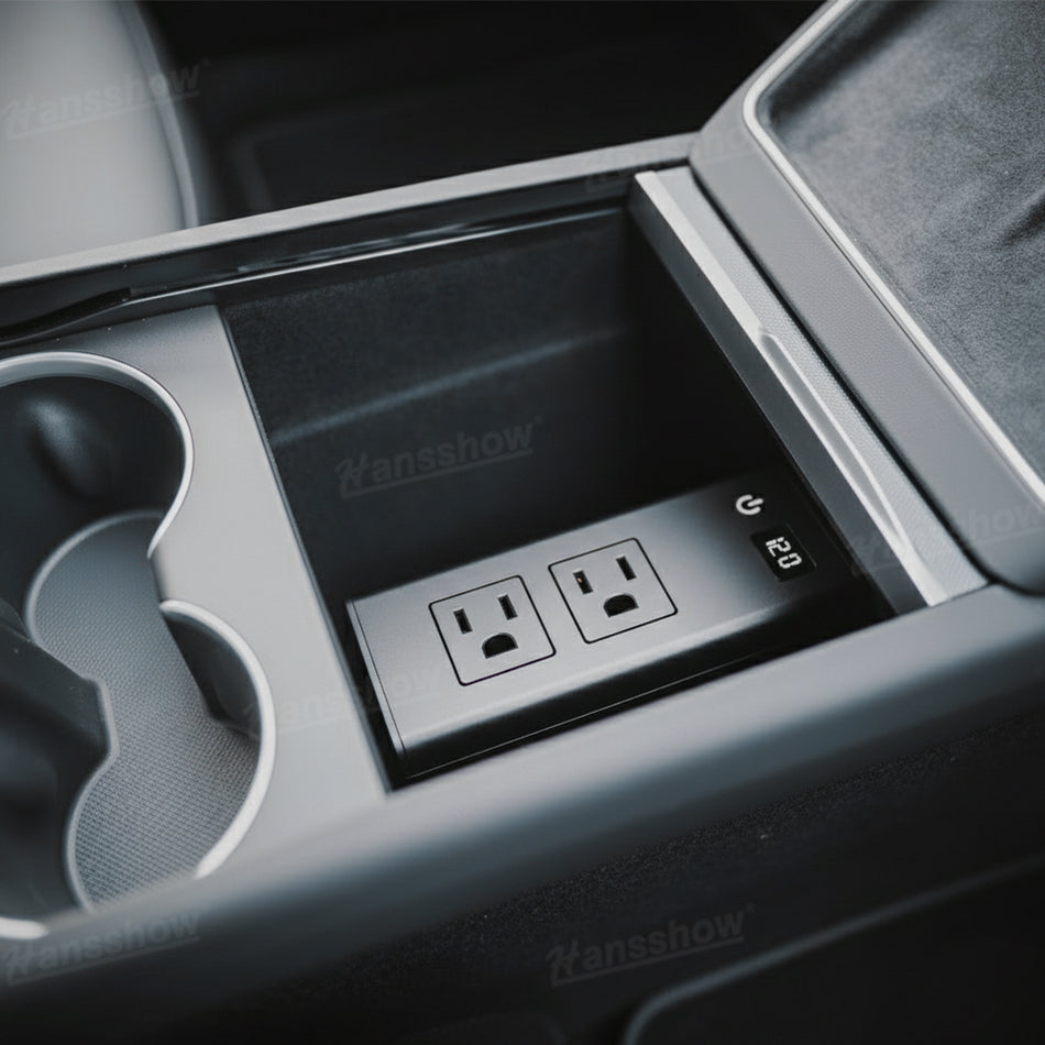 200W Power Inverter for  Model Y/Y Juniper & Model 3/3 Highland DC 12V To 110V AC Cigarette Lighter Plug with LED Display