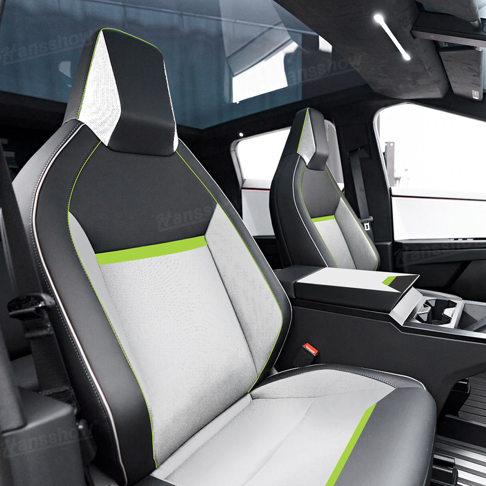 Cybertruck Seat Covers Full Set NAPPA Leather Cyber Style Interior Upgrade Black White Green