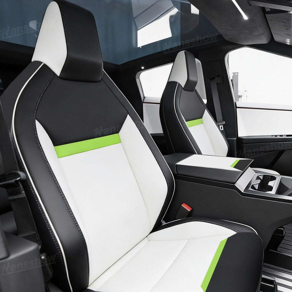 Cybertruck Seat Covers Full Set Nappa Leather Cyber Style Interior Upgrade Black White Green
