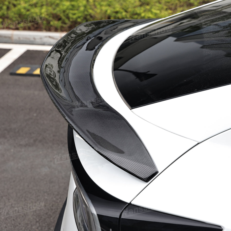 V-Style Rear Spoiler for Model Y/Y Juniper/3 Highland Glossy Flexible Urethane Carbon Fiber Rear Trunk Lip Spoiler (Pickup at Hansshow Store)