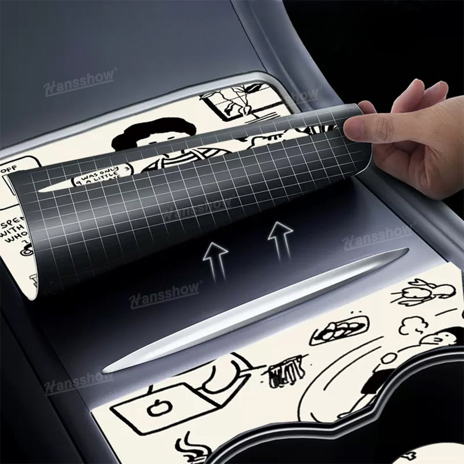 Model Y/3 Upgarde Center Console Wrap Cover-Composite Leather Sticker Kit Interior Decoration for Tesla|Hansshow
