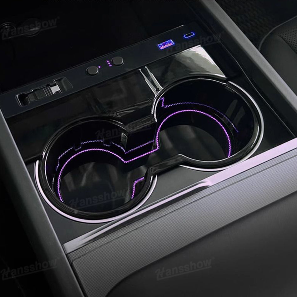 Model Y Juniper/3 Highland Center Console Cup Holder with Ambient Light & HUB Adapter & Air Freshener