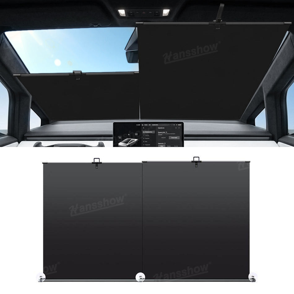 Cybertruck Retractable Windshield Sunshade Easy Pull Heat Blocking & UV Protection Interior Sun Visor for Tesla