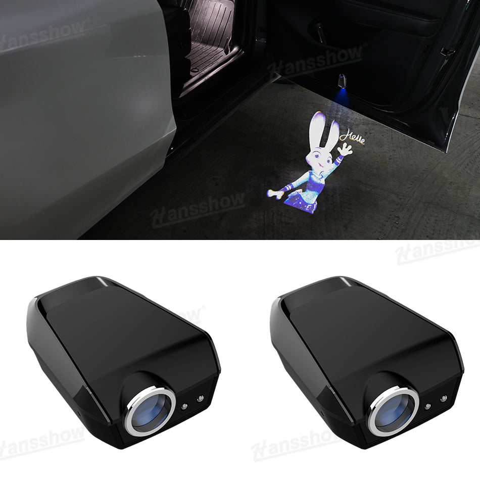 Door Projector Lights for Tesla Zootopia Welcome  Lights Stick-On Wireless Universal Fit Car Entry Lights