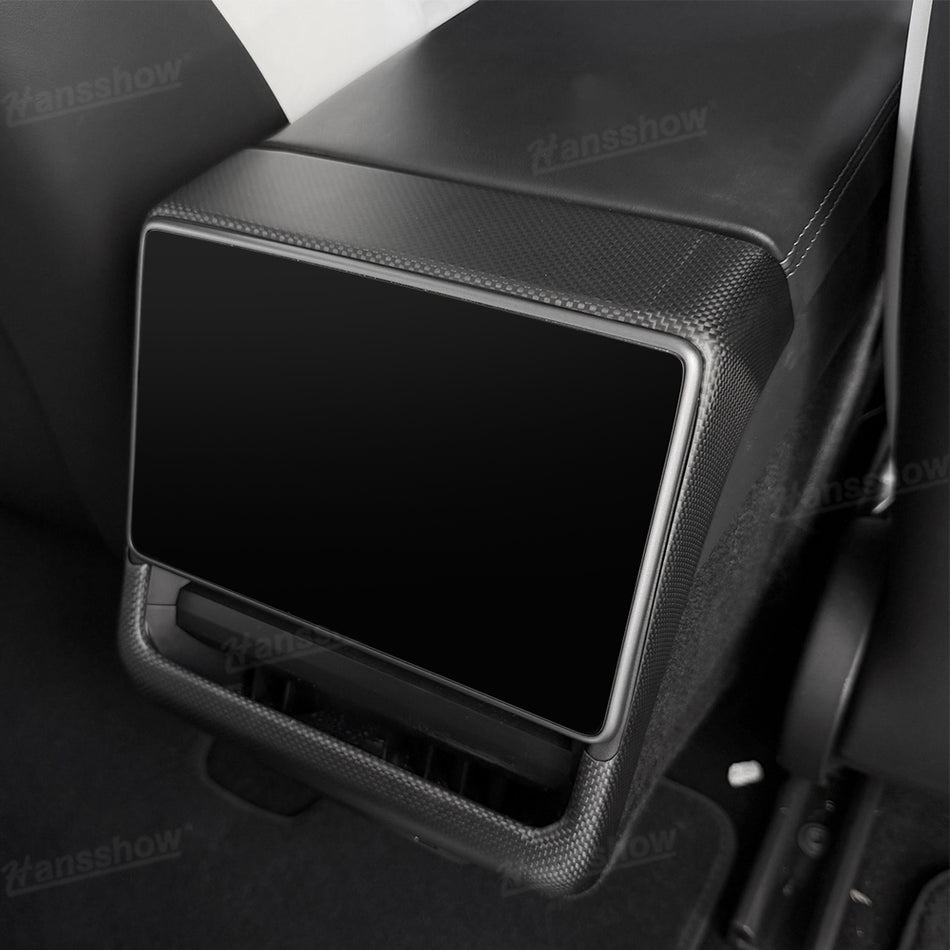 Model Y Juniper/3 Highland Backseat Screen Frame “Plain Weave” Real Dry Molded Carbon Fiber Rear Screen Overlay with Performance Style