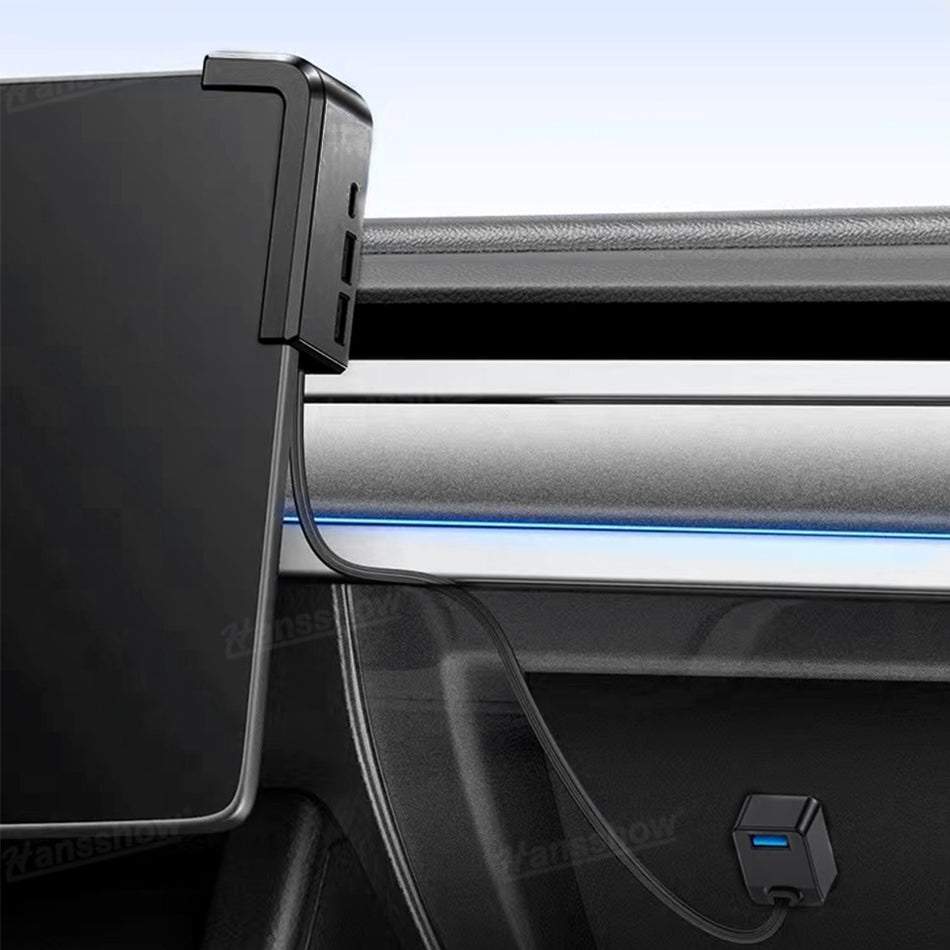 Center Console Screen USB Hub for Model Y/Y Juniper & Model 3/3 Highland Glovebox Powered 4 Port Expansion Docking Station