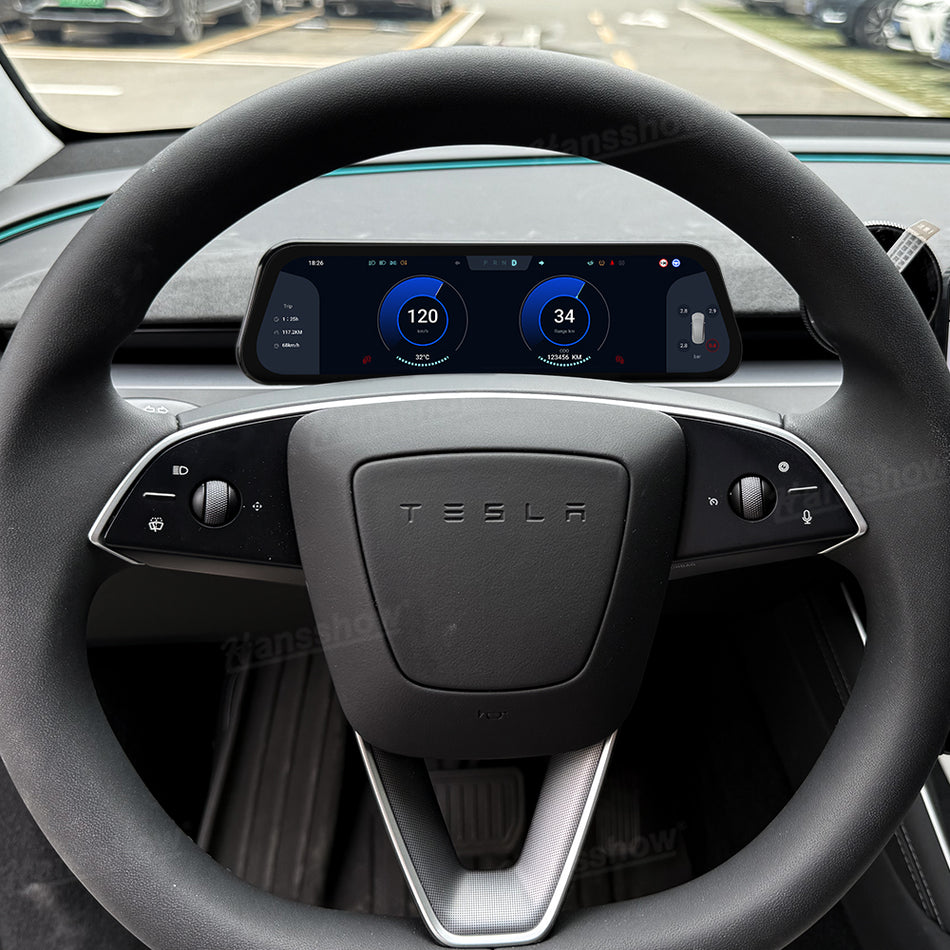 2026 New Heads Up Display for Tesla Model Y Juniper/3 Highland 9.6-Inch CarPlay F96 Instrument Cluster Screen 2.0 with No Disassembly Required Installation