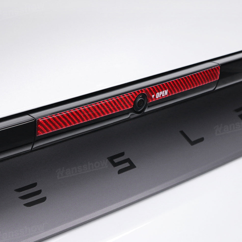 Model Y Juniper Rear Trunk Button Sticker Flexible Urethane Carbon Fiber Indicator Overlay
