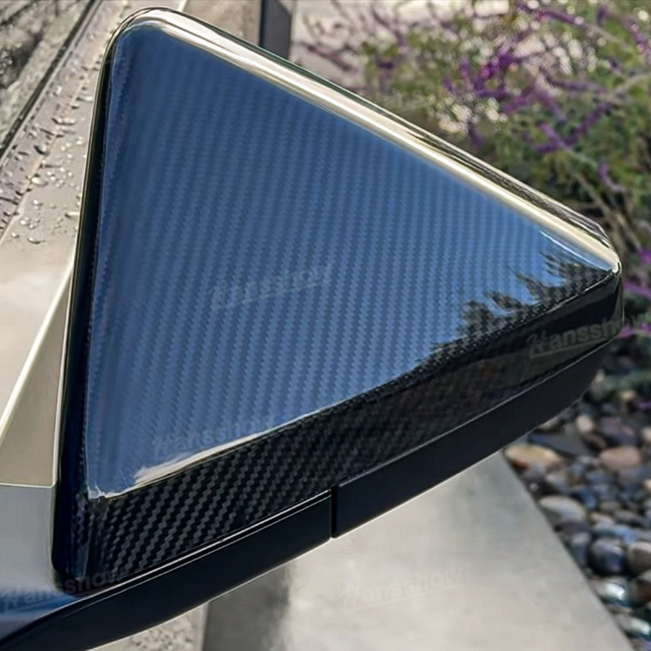 Cybertruck Real Carbon Fiber Side View Mirror Cap Overlays Rearview Cover Protection 2PCS Left & Right