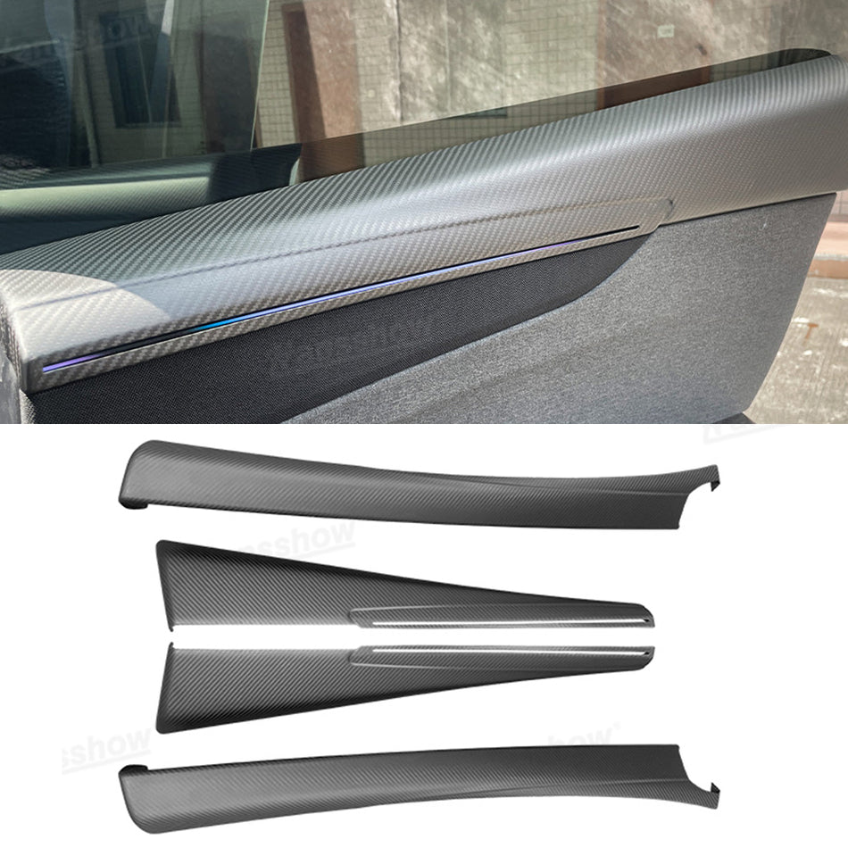 Model Y Juniper Full Upper Oversized Extended Front & Rear Door Panel Overlays Real Dry Molded Carbon Fiber Door Panel Trim Covers