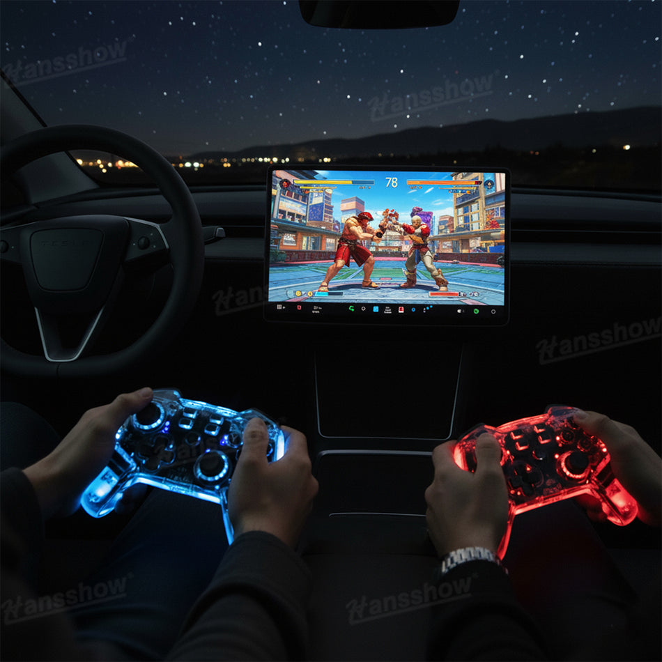 Wireless Game Controller with LED Ambient Lighting for Tesla Model Y Juniper&3/Y/S/X/Cybertruck