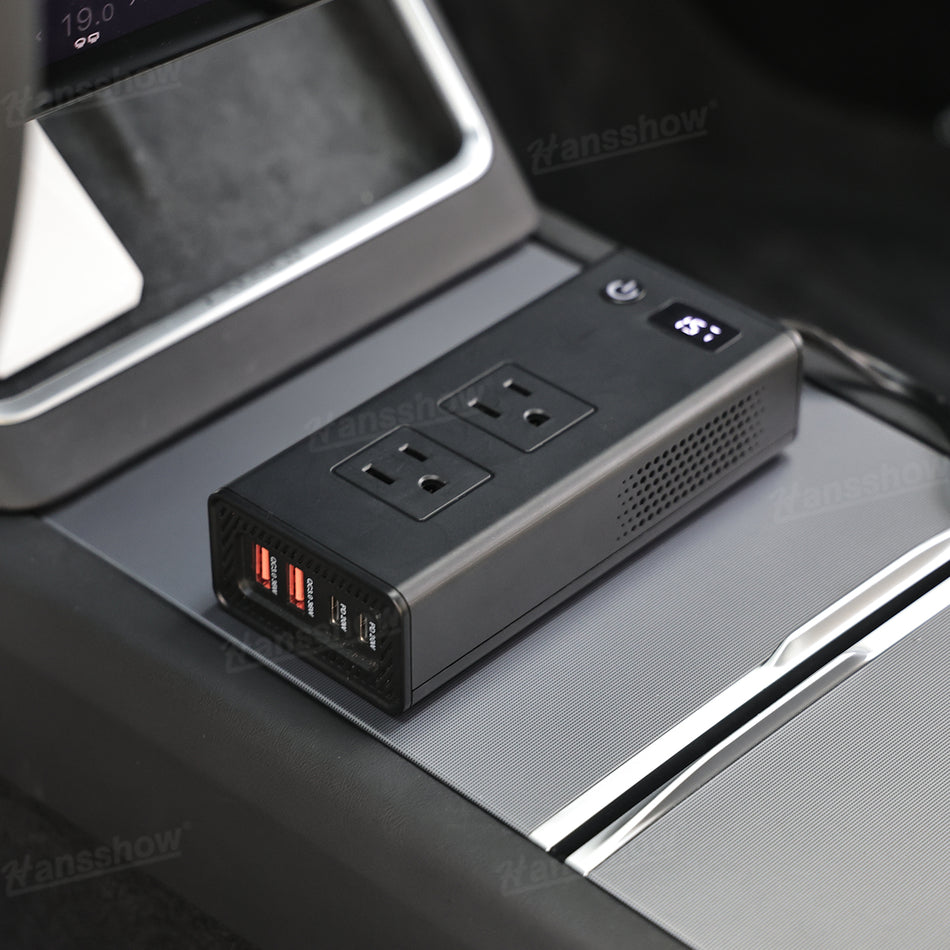 200W Power Inverter for Model Y/Y Juniper & Model 3/3 Highland DC 12V To 110V AC Cigarette Lighter Plug with LED Display