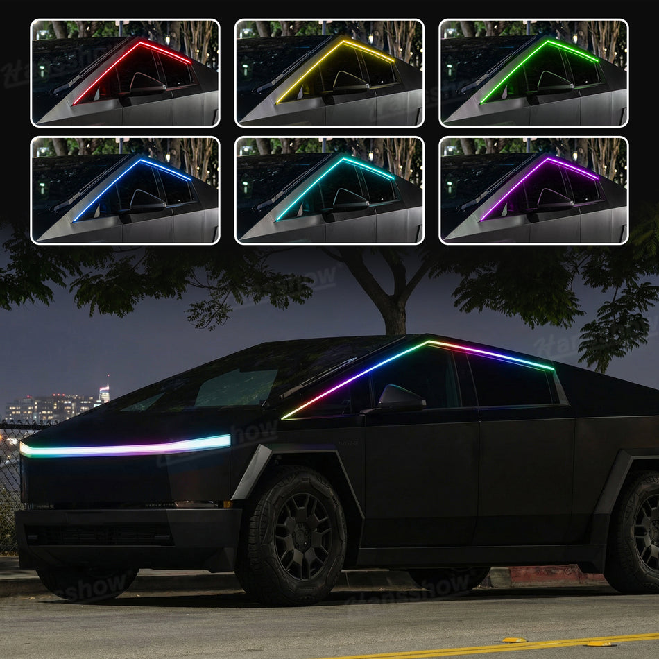 Cybertruck RGB Ambient Lighting Upper Window Trim Hidden LED Strip with APP & Factory Screen Control
