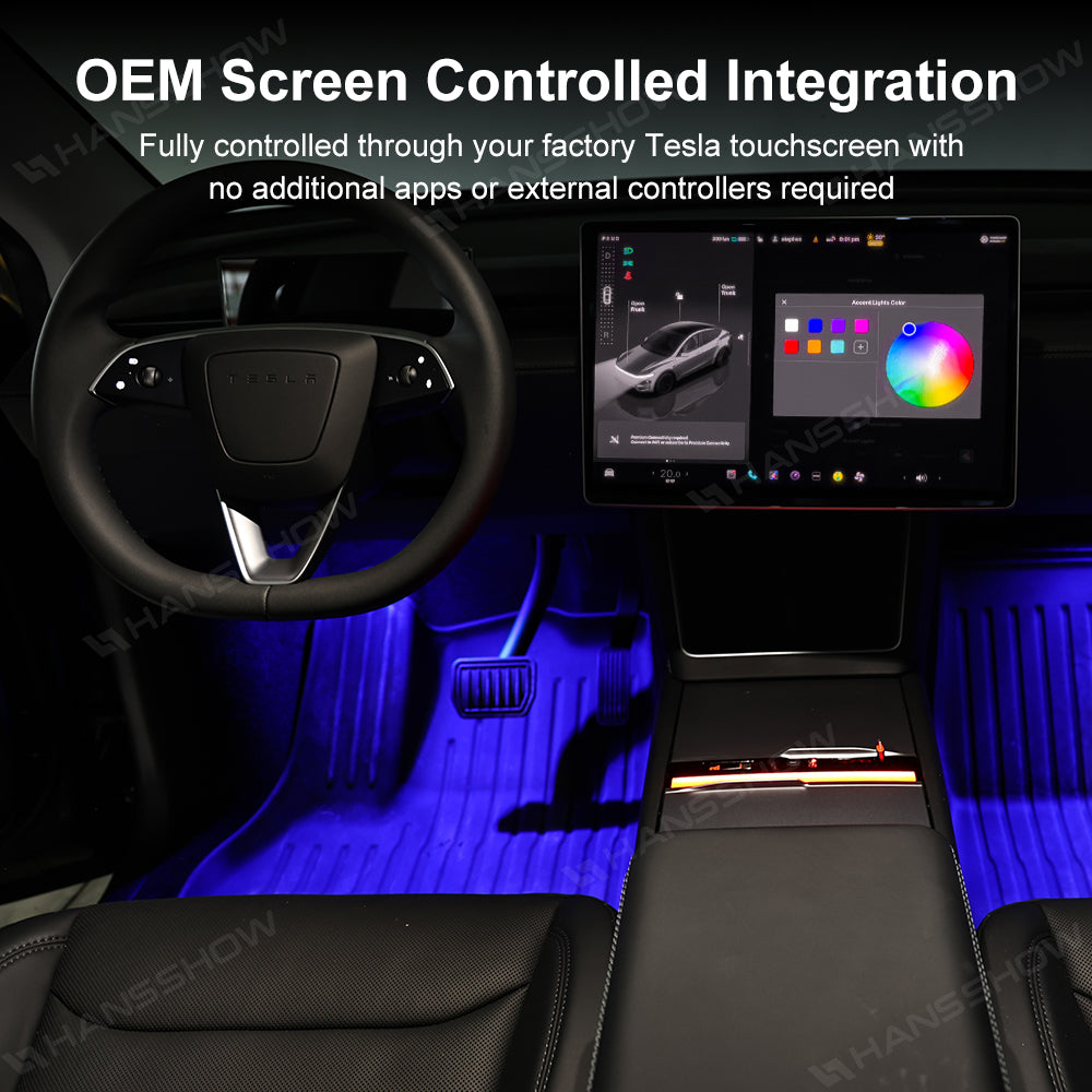Model Y Juniper/3 Highland RGB Footwell Lights with OEM Screen