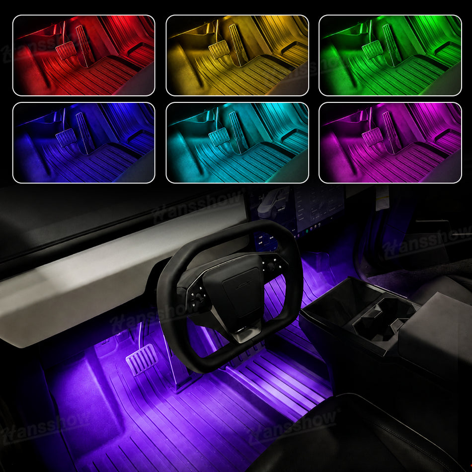 Cybertruck Footwell Lights Interior Lighting Kit RGB Multi-color Ambient Lighting with OEM Screen Control