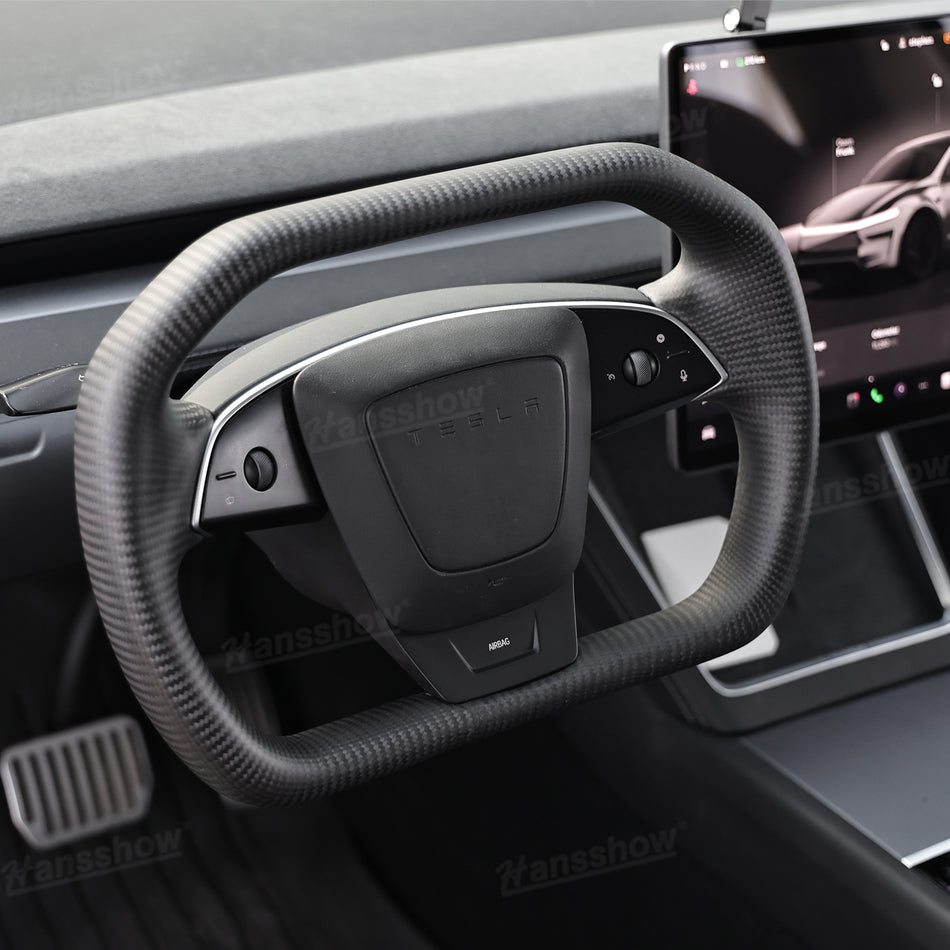 Model Y Juniper/3 Highland Steering Wheel Real Carbon Fiber CyberWheel 2.0 (Cybertruck Look)