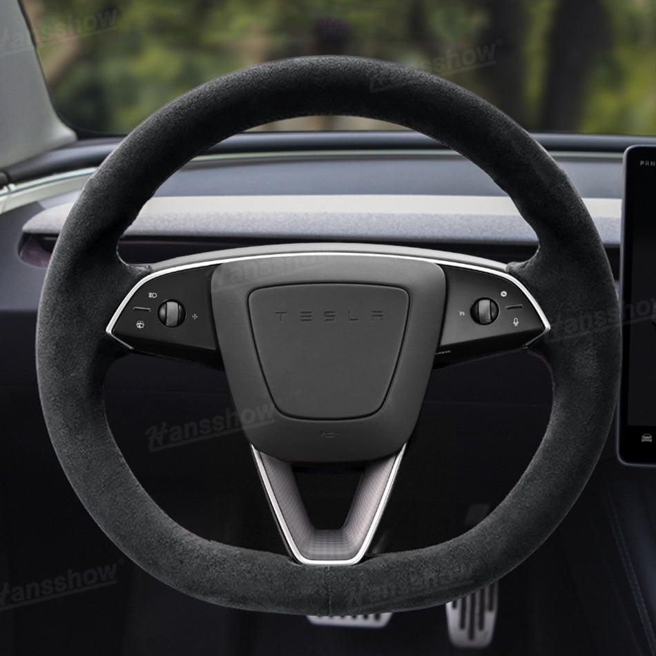 Model Y Juniper/3 Highland Premium Alcantara Custom Fit Steering Wheel Cover for Tesla