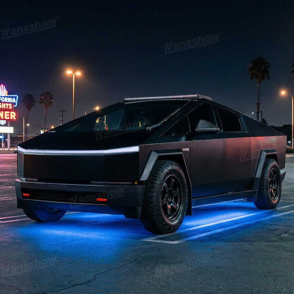 Cybertruck RGB Underglow Lights Underbody LED Chassis Ambient Lighting Kit with No-Cutting-Required Wiring Adapter